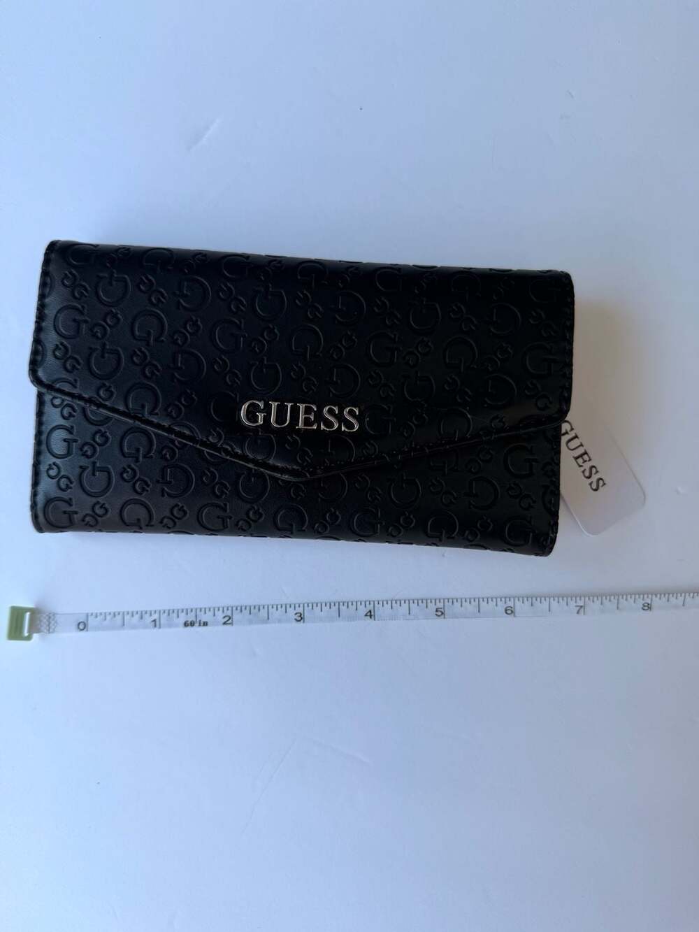 Guess Granby SLG Black Monogram Logo Embossed Trifold Wallet Clutch